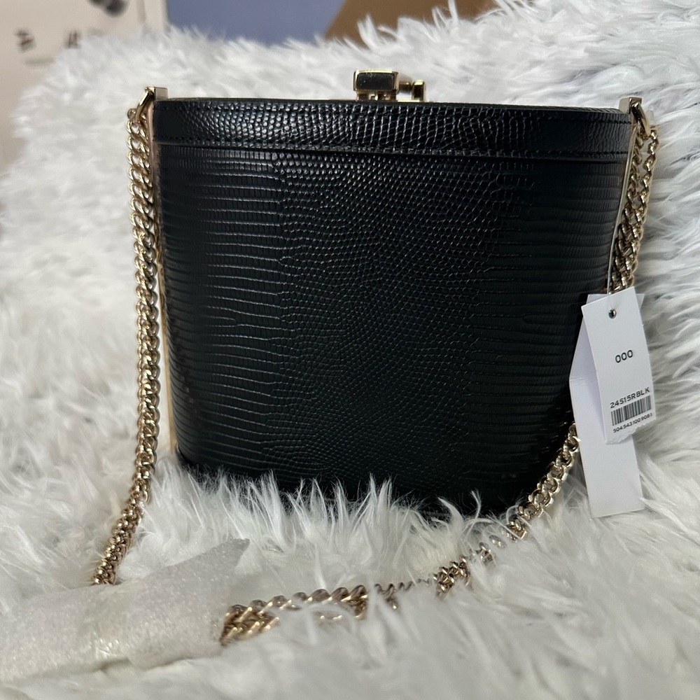 Topshop canister black with gold shoulder strap bag